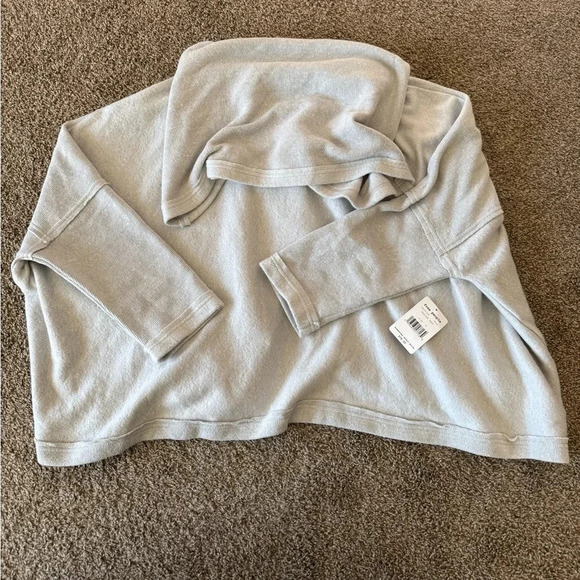 Free People Sweaters - Free People Super Oversized Cowl Pullover Sweatshirt Cross-Back Size Medium Gray